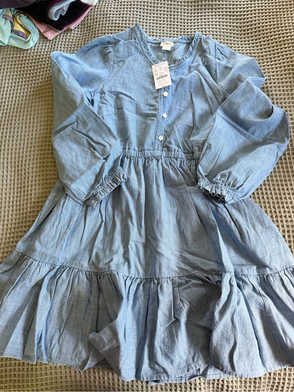 Crewcuts Girls' Tiered Long-Sleeve denim Dress